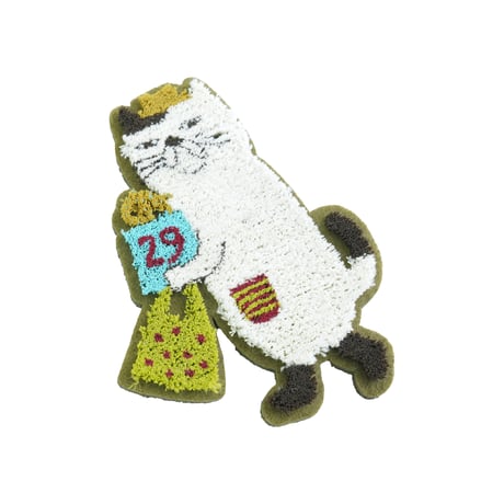 26-10093　モコモコブラシ刺繍のブローチ　ソメ