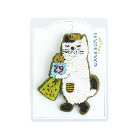 26-10093　モコモコブラシ刺繍のブローチ　ソメ