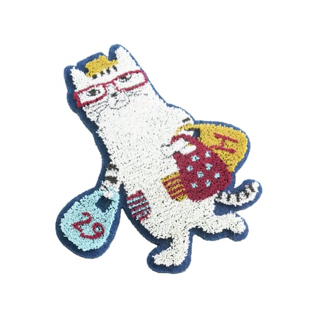 26-10092　モコモコブラシ刺繍のブローチ　ネコザワ