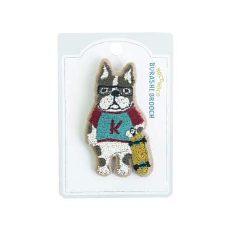 26-10096　モコモコブラシ刺繍のブローチ　パウロ