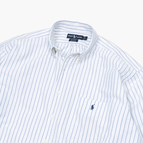 【USED】1990s Ralph Lauren : "BIG SHIRT" Oxford Stripe BD Shirt : L