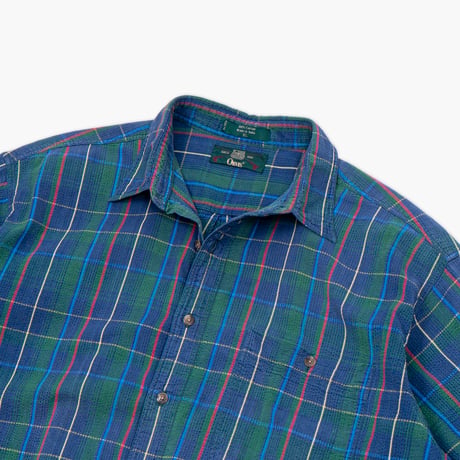【USED】1990s ORVIS : Seersucker Plaid Regular S/S Shirt : XL