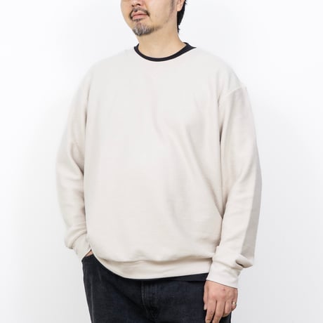 【USED】2000s LANDS' END : Cotton Pique Jersey Crew Sweatshirt : XXL