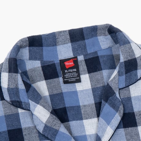 【USED】2010s Hanes USA : Flannel Plaid Pajama Shirt : XL