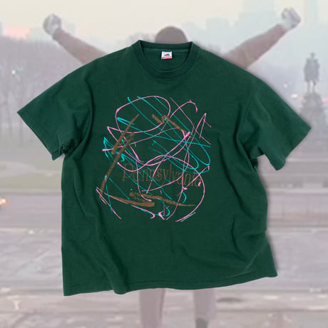 【USED】1990s FRUIT OF THE ROOM : "Pennsylvania" Crew T-Shirt (Made in USA) : XXL