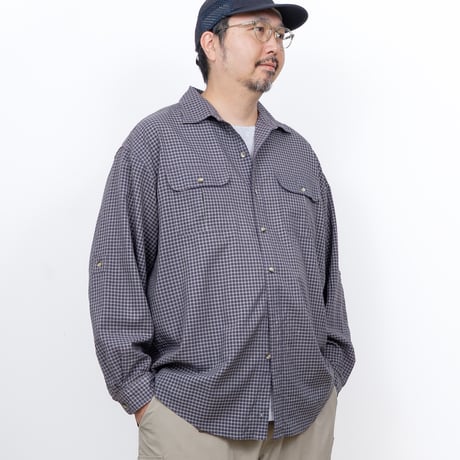 【USED】1990s L.L.Bean : Poly Nylon Poplin Plaid Field Regular Shirt : XL