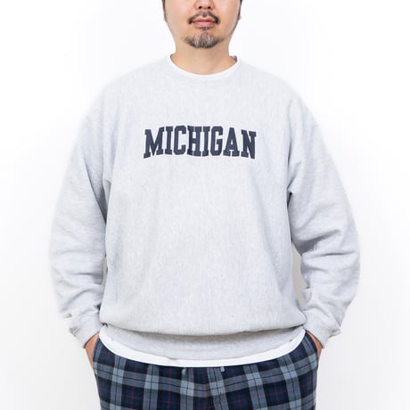 【USED】1990s Lee : "University of Michigan” Crew Sweatshirt (Made in USA) : XXL