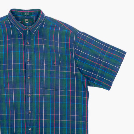 【USED】1990s ORVIS : Seersucker Plaid Regular S/S Shirt : XL