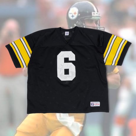 【USED】1990s Logo 7 : Pittsburgh Steelers “Bubby Brister” Football Mesh Jersey (Made in USA) : XXL