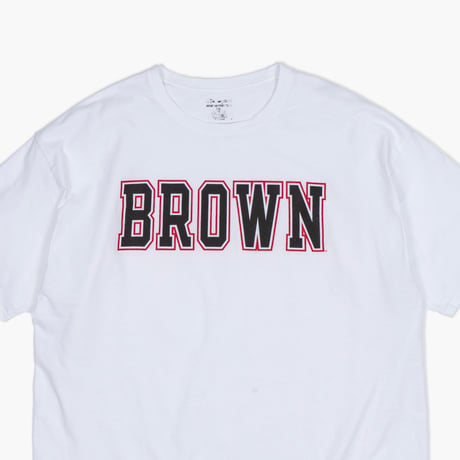 【USED】2010s-20s Champion USA : "BROWN UNIVERSITY" 2-Tone Logo Crew T-Shirt : XXL