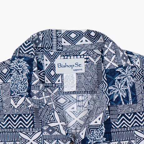 【USED】1990s Bishop St. apparel : Cotton Hawaiian Open Collar Shirt (Made in Hawaii) : XL