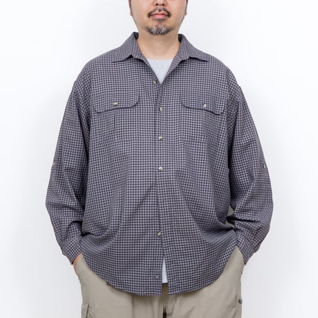 【USED】1990s L.L.Bean : Poly Nylon Poplin Plaid Field Regular Shirt : XL