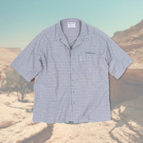【USED】1990s Columbia Sportswear : Dobby Plaid Regular S/S Shirt : XL-XXL