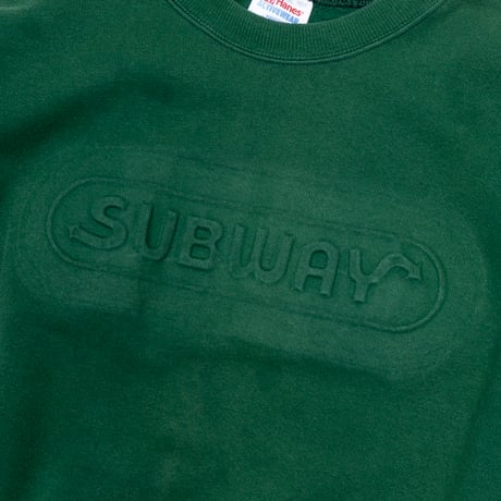 【USED】1990s Hanes USA : "SUBWAY" Crew Sweatshirt : XXL