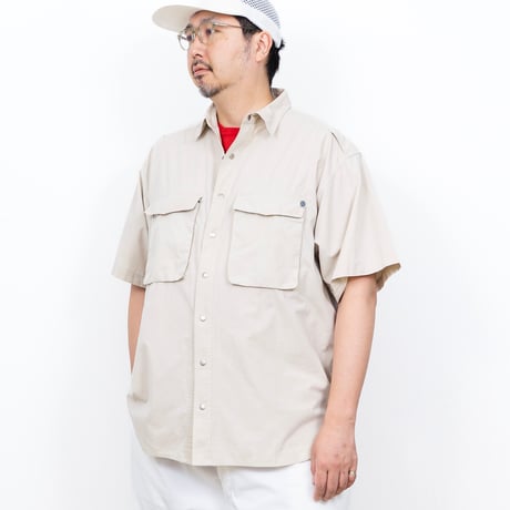 【USED】1990s-2000s EXOFFICIO : Cotton Poly Poplin Field S/S Shirt : XXL