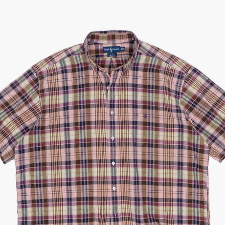 【USED】1990s-2000s Ralph Lauren : "BLAKE" Madras Plaid BD S/S Shirt : XXL
