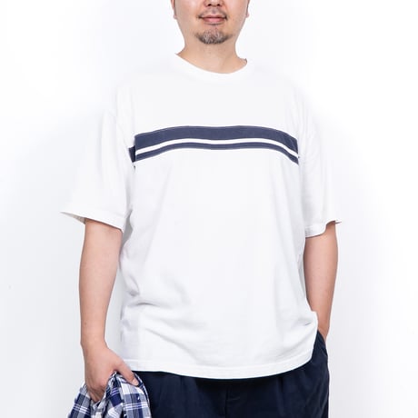 【USED】2000s OLD NAVY : Chest Border Crew S/S Top : XXL