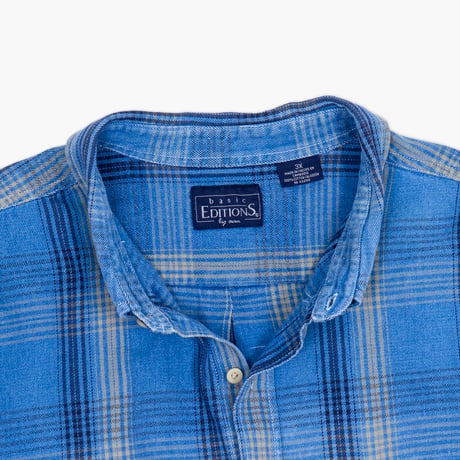 【USED】2000s BASIC EDITION : Twill Plaid BD S/S Shirt : 3XL