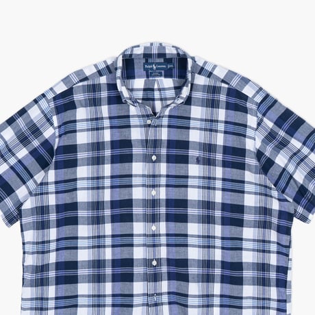 【USED】1990s-2000s Ralph Lauren : "BLAKE" Madras Plaid BD S/S Shirt : XXL