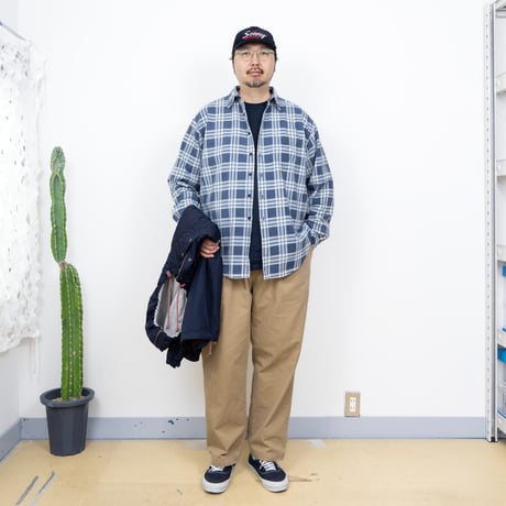 【USED】1990s J.Crew : Flannel Plaid Regular Shirt : XL