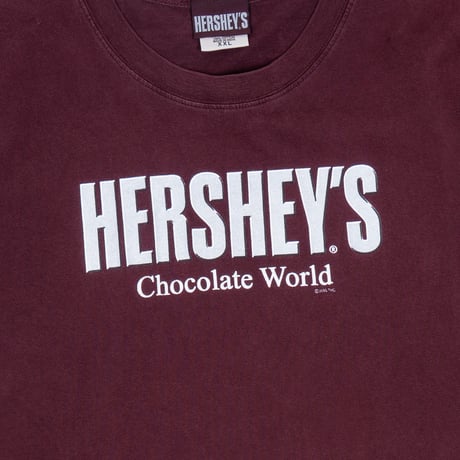 【USED】2000s COMFORT COLORS : "HERSHEY'S Chocolate World” Crew T-Shirt : XXL