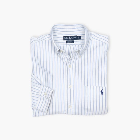 【USED】1990s Ralph Lauren : "BIG SHIRT" Oxford Stripe BD Shirt : L