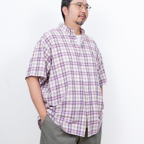 【USED】1990s-2000s Ralph Lauren : "BLAKE" Madras Plaid BD S/S Shirt : XXL
