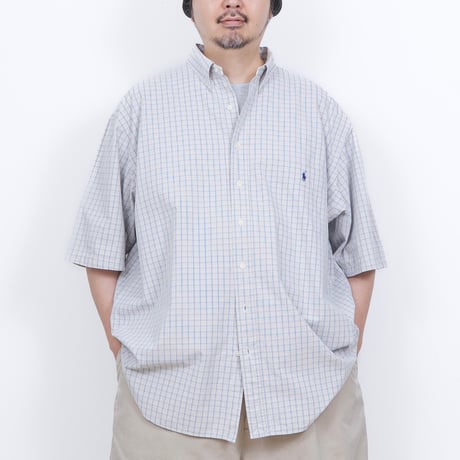 【USED】2000s Ralph lauren : Two-Ply Broad Plaid BD S/S Shirt : 3XB