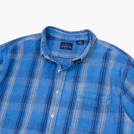 【USED】2000s BASIC EDITION : Twill Plaid BD S/S Shirt : 3XL