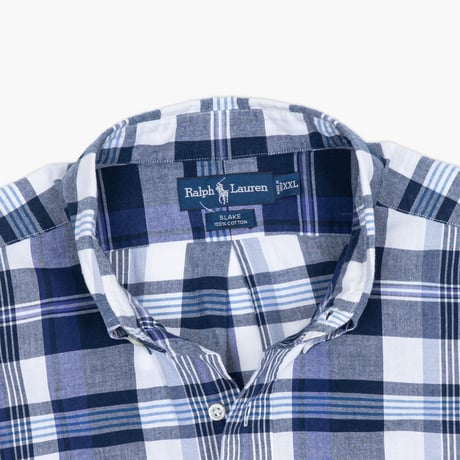 【USED】1990s-2000s Ralph Lauren : "BLAKE" Madras Plaid BD S/S Shirt : XXL