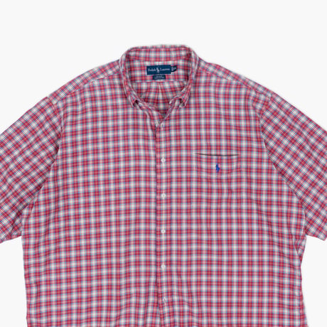 【USED】1990s-2000s Ralph Lauren : "BLAKE" Lightweight Twill Plaid BD S/S Shirt : XXL