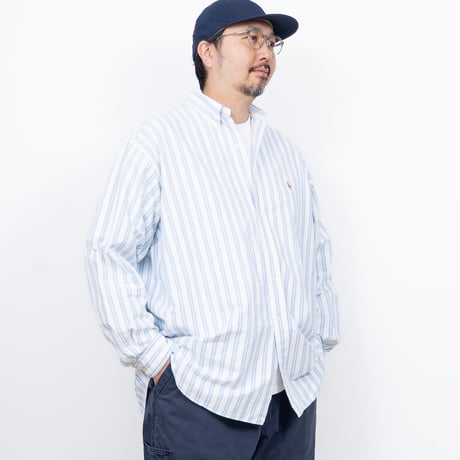 【USED】1990s-2000s Ralph Lauren : "BLAKE" Oxford Stripe BD Shirt : XXL