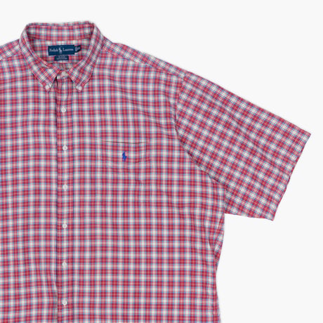 【USED】1990s-2000s Ralph Lauren : "BLAKE" Lightweight Twill Plaid BD S/S Shirt : XXL