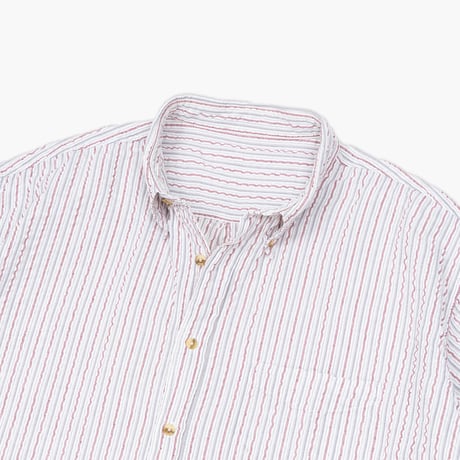 【USED】1990s-2000s Eddie Bauer : Seersucker Stripe BD S/S Shirt : XL