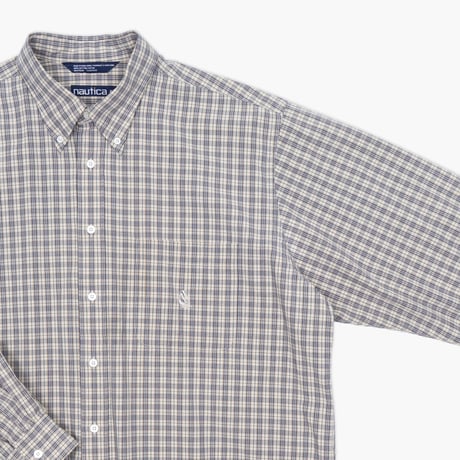 【USED】1990s nautica : Broad Plaid BD Shirt : XL