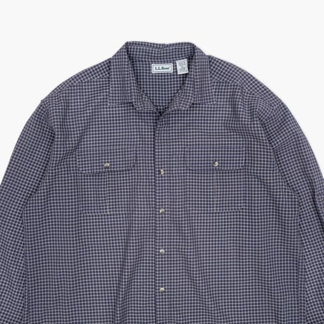 【USED】1990s L.L.Bean : Poly Nylon Poplin Plaid Field Regular Shirt : XL