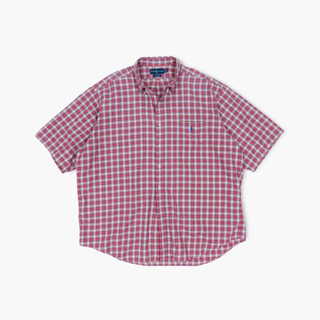 【USED】1990s-2000s Ralph Lauren : "BLAKE" Lightweight Twill Plaid BD S/S Shirt : XXL