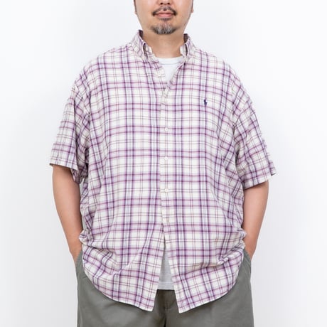 【USED】1990s-2000s Ralph Lauren : "BLAKE" Madras Plaid BD S/S Shirt : XXL