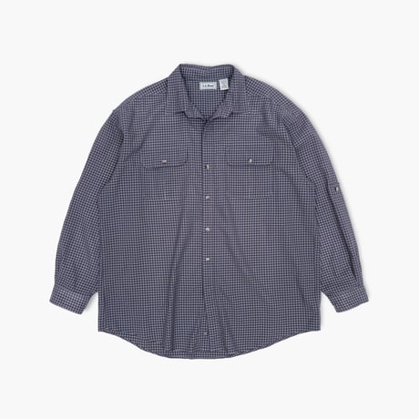 【USED】1990s L.L.Bean : Poly Nylon Poplin Plaid Field Regular Shirt : XL