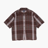【USED】2000s TRUST : Linen Plaid Open Collar S/S Shirt : XXL