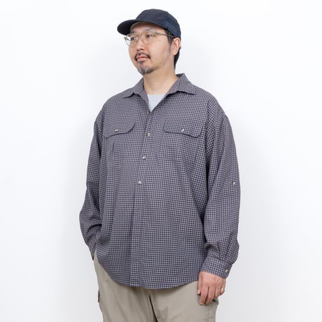 【USED】1990s L.L.Bean : Poly Nylon Poplin Plaid Field Regular Shirt : XL