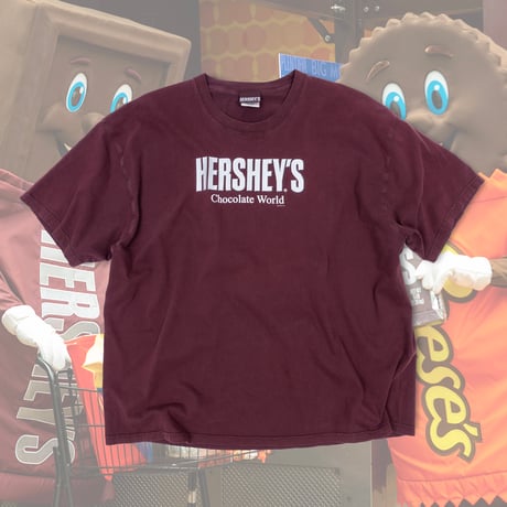 【USED】2000s COMFORT COLORS : "HERSHEY'S Chocolate World” Crew T-Shirt : XXL