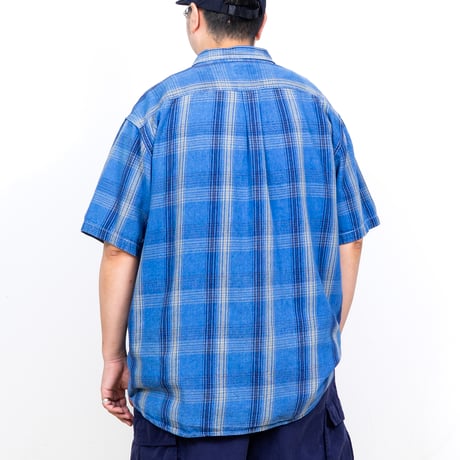 【USED】2000s BASIC EDITION : Twill Plaid BD S/S Shirt : 3XL