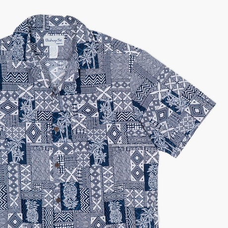 【USED】1990s Bishop St. apparel : Cotton Hawaiian Open Collar Shirt (Made in Hawaii) : XL