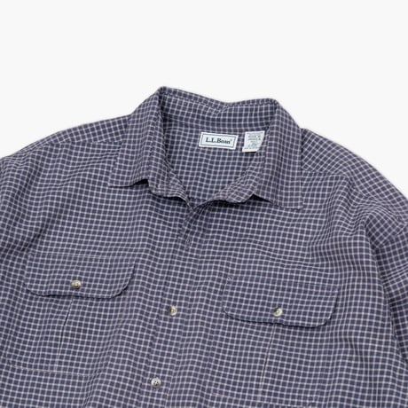 【USED】1990s L.L.Bean : Poly Nylon Poplin Plaid Field Regular Shirt : XL
