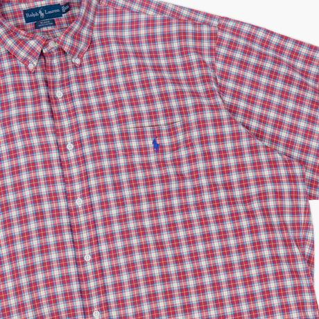 【USED】1990s-2000s Ralph Lauren : "BLAKE" Lightweight Twill Plaid BD S/S Shirt : XXL