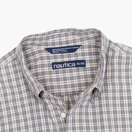 【USED】1990s nautica : Broad Plaid BD Shirt : XL