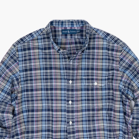 【USED】2000s Ralph lauren : Madras Plaid BD Shirt : XL