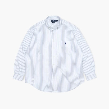 【USED】1990s Ralph Lauren : "BIG SHIRT" Oxford Stripe BD Shirt : L