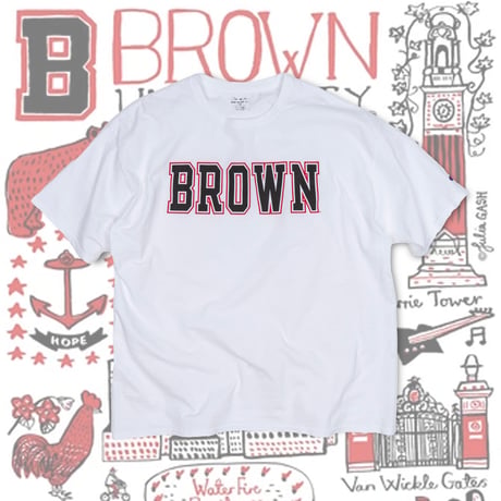 【USED】2010s-20s Champion USA : "BROWN UNIVERSITY" 2-Tone Logo Crew T-Shirt : XXL